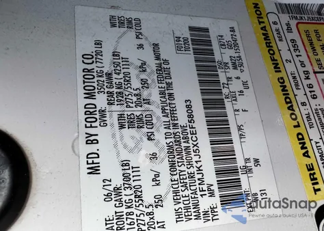 2012 Ford Expedition El Xlt from USA, damaged, VIN 1FMJK1J5XCEF58083